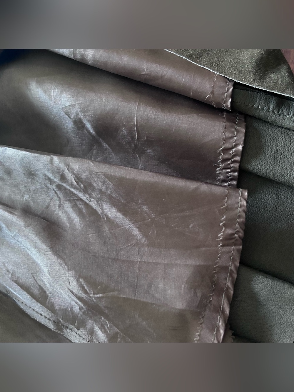 Vintage Olive Suede Leather A-Line Midi Skirt - Picture 8 of 8